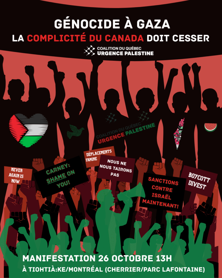 MANIFESTATION 26 OCTOBRE à Montréal: Mobilisons dès maintenant!